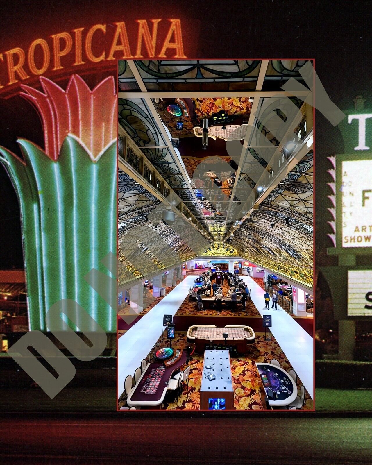Tropicana Hotel Casino Las Vegas Ceiling Tiles Night Marque Collage 8x10 Photo