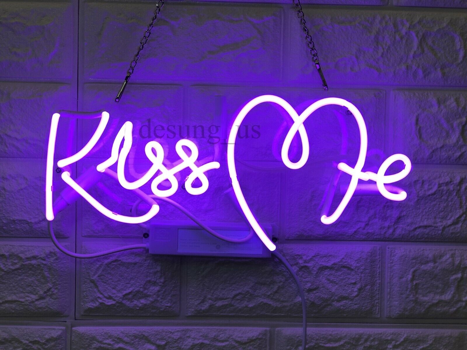 Kiss Me Love Heart Purple Acrylic 20\