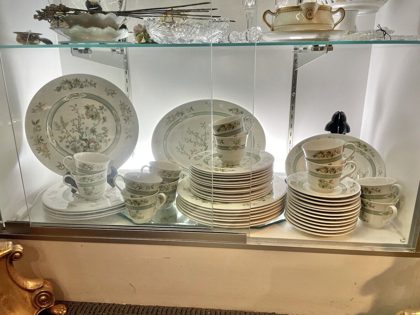 Vintage Minton 38 pc China Set Tonkin Pattern Plates Bowl Platter Cups Saucers 