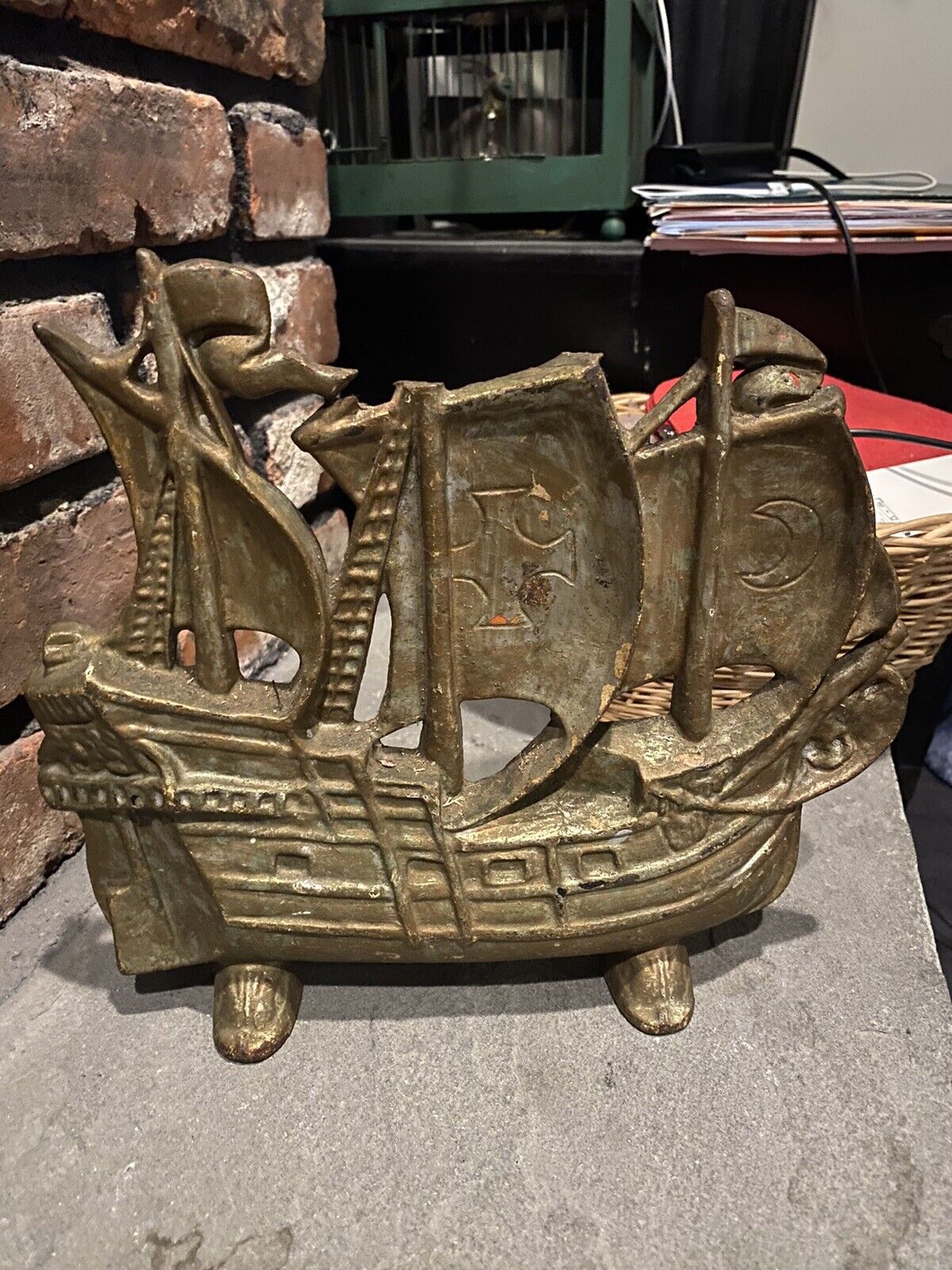 Rare Vintage Wrought Iron Sail Boat 4.2LB