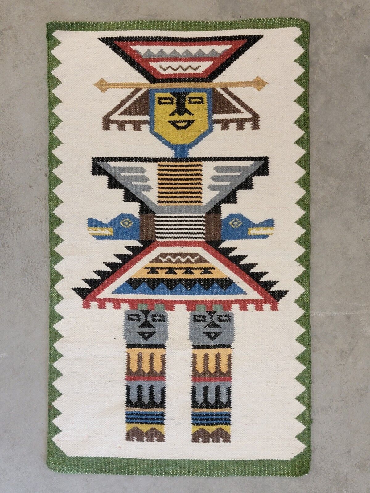 Vintage NATIVE South American Hand Woven WOOL Tapestry WALL HANGING/RUG 36x21