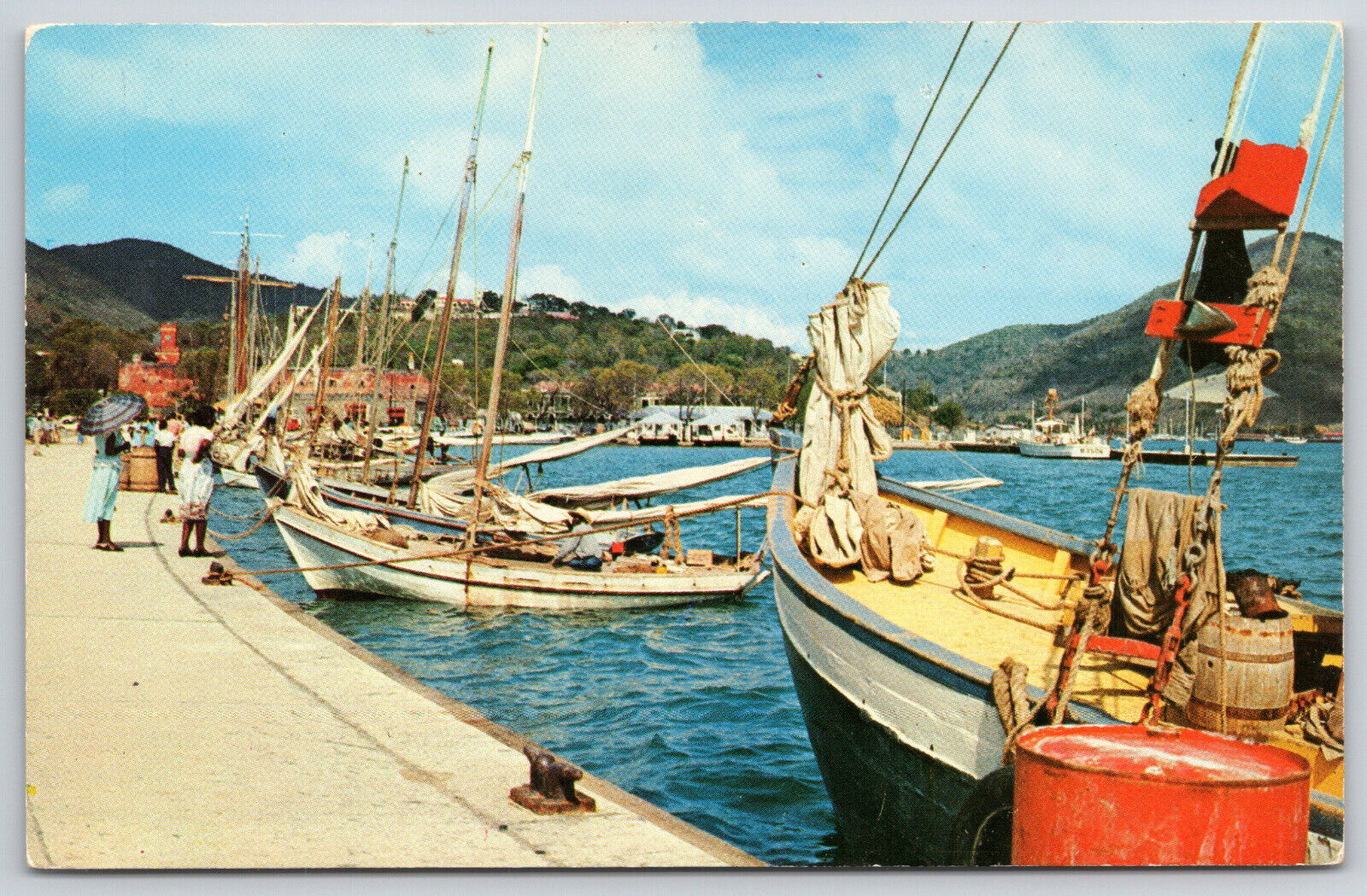 St Thomas Virgin Islands Sailboats Waterfront Scene Sailing Boats Postcard