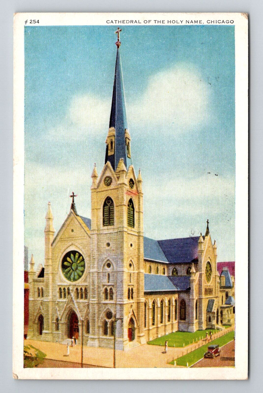 Chicago, IL-Illinois, Cathedral Of The Holy Name Antique c1941, Vintage Postcard