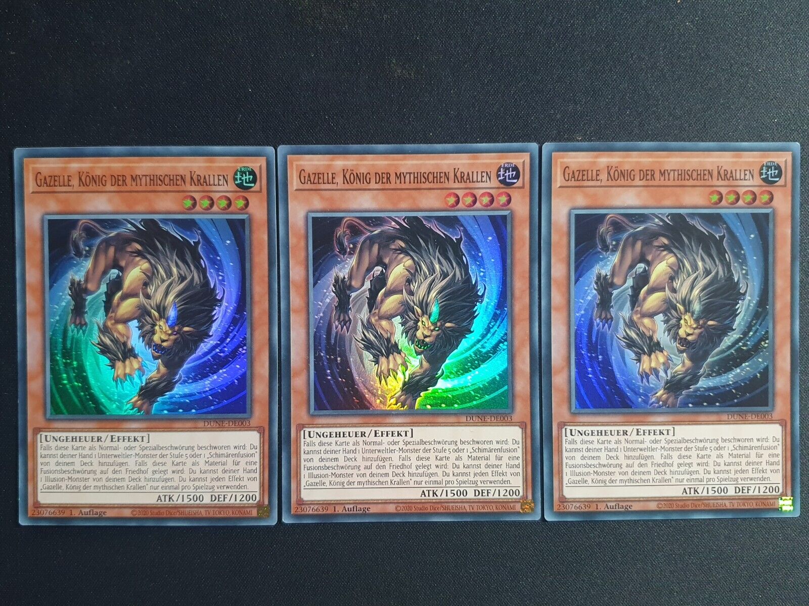 3x Yu-Gi-Oh DUNE-DE003 Gazelle King of Mythical Claws Super Rare NM 1st