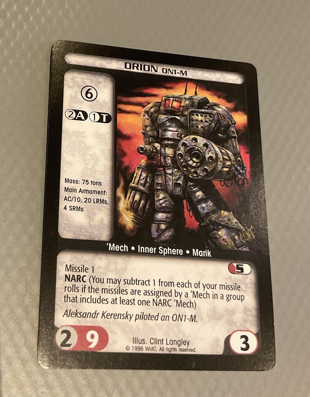 Battletech - CCG - ORION ON1-M - Rare - Ungraded Limited