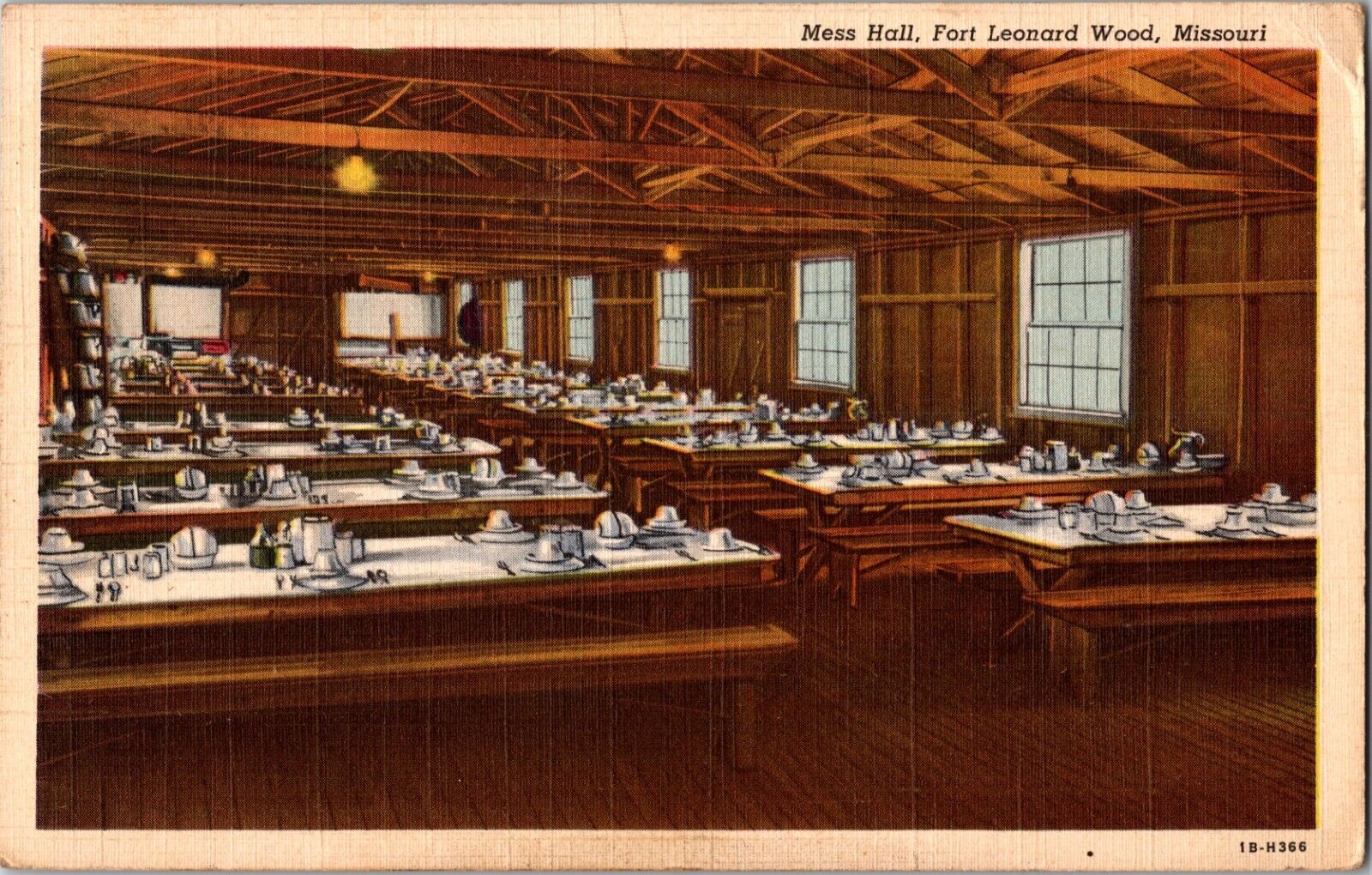 c. 1940 Vintage Postcard US ARMY Fort Leonard Wood Mess Hall St. Robert Missouri