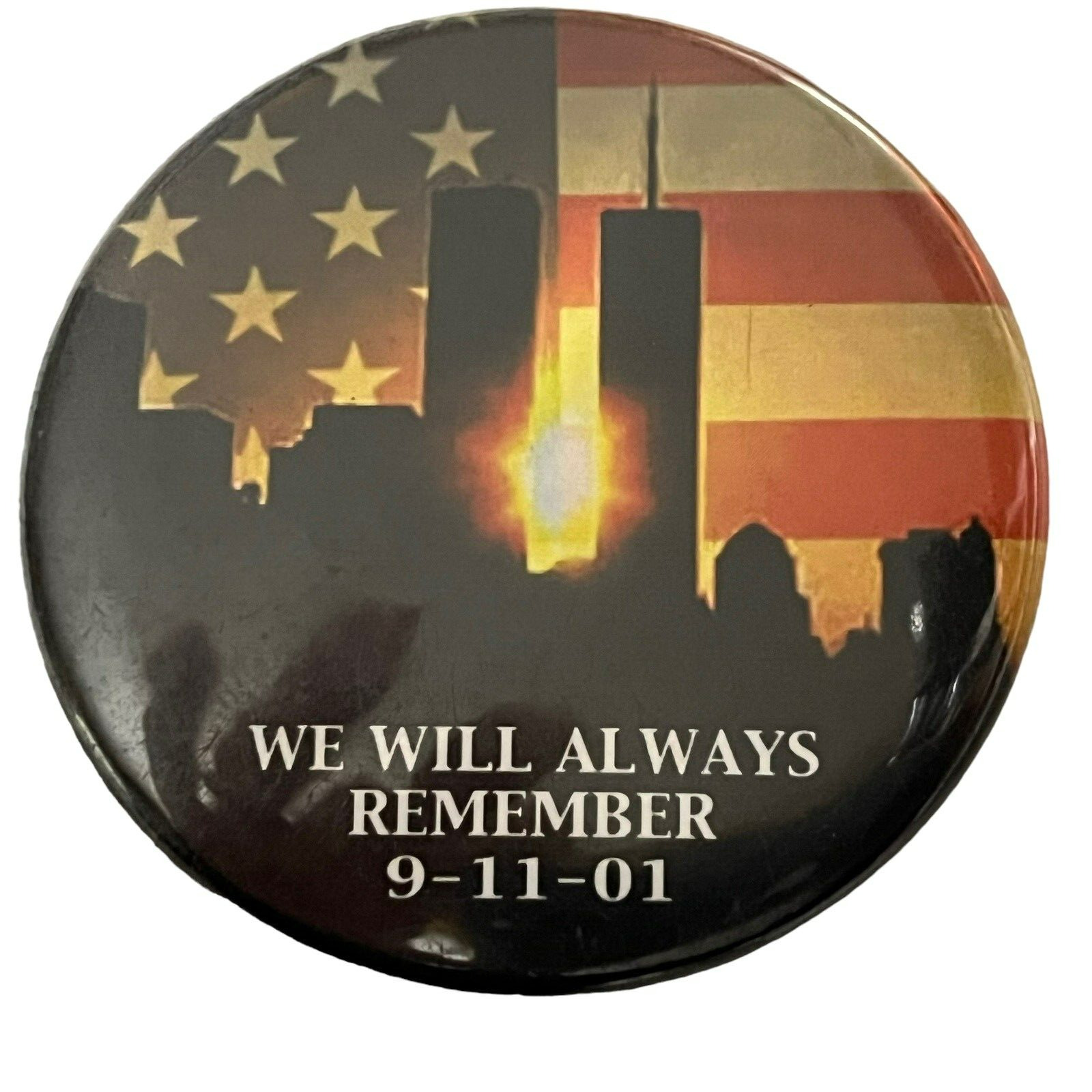 Vintage Large Pin 9-11-01 Twin Towers \
