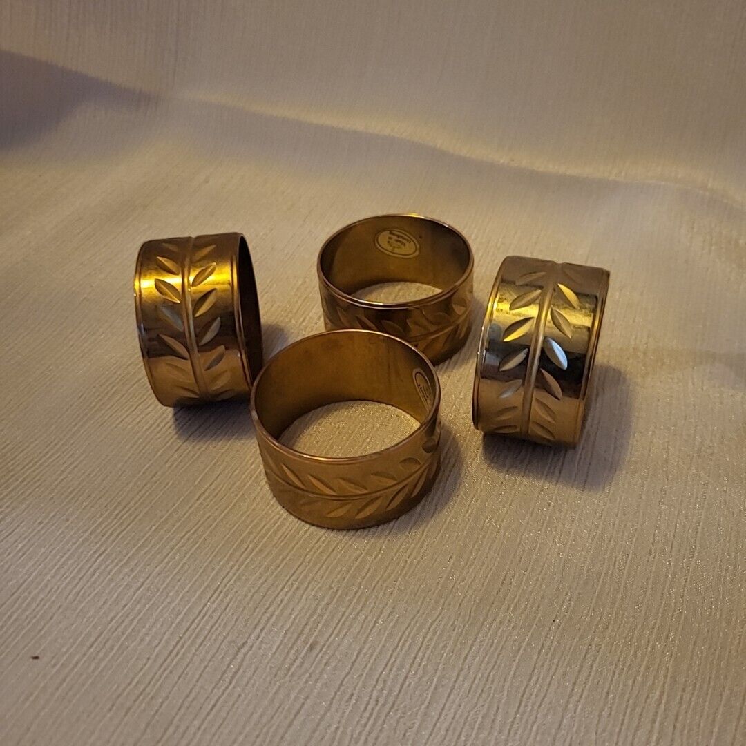 Set of 4 Vintage Brass Napkin Rings  India