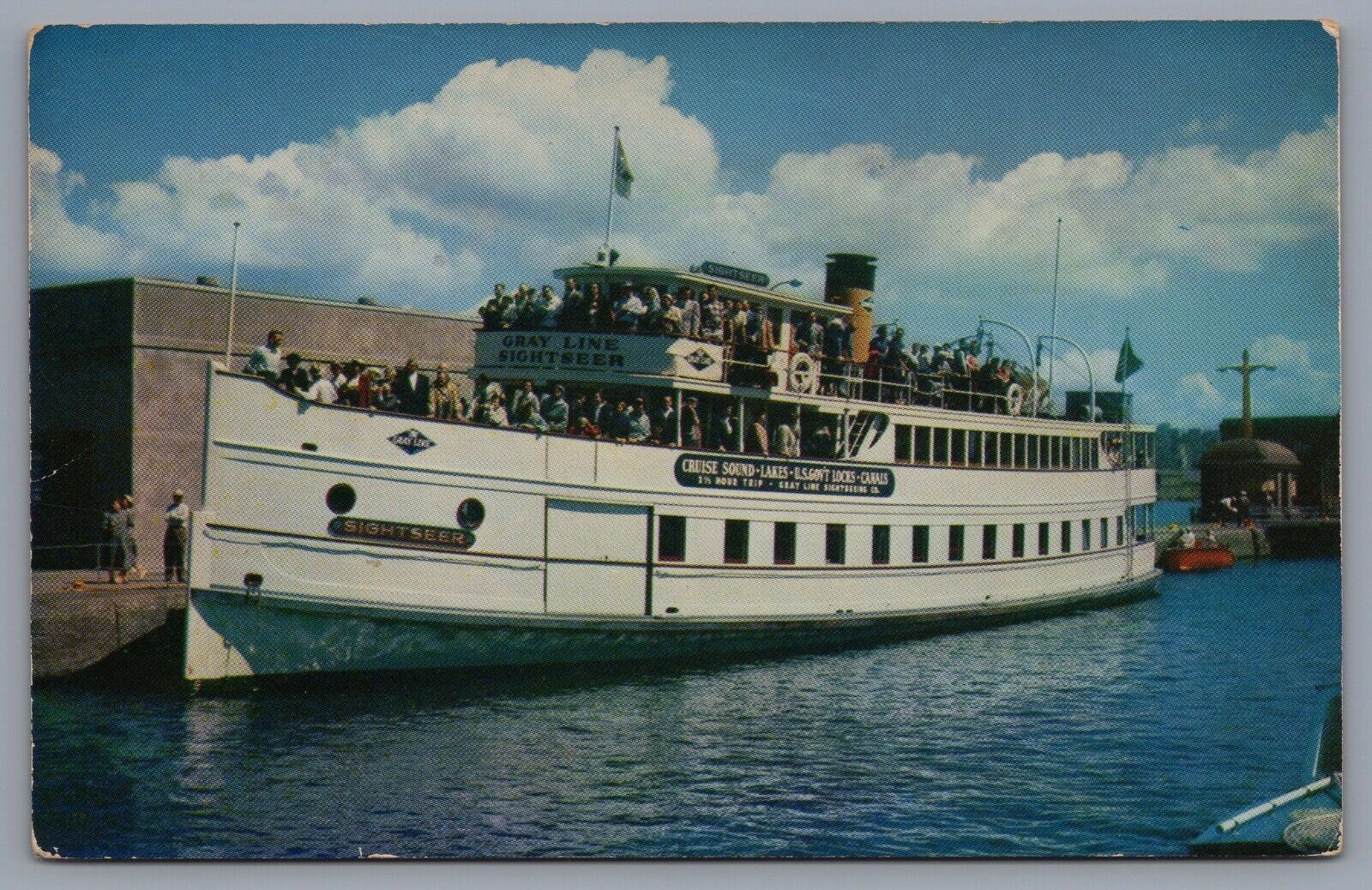 Vtg Gray Line Sightseer (Vashona) Passenger Ship Lake Washington Photo Postcard