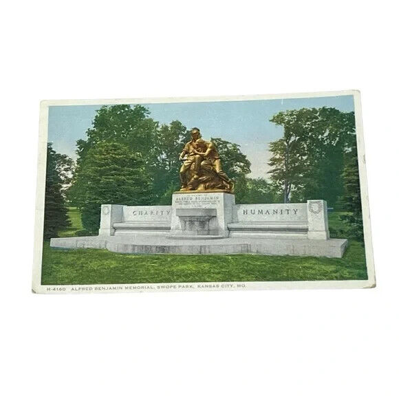 Postcard Alfred Benjamin Memorial Swope Pk Kansas City MO Fred Harvey c1936 A554