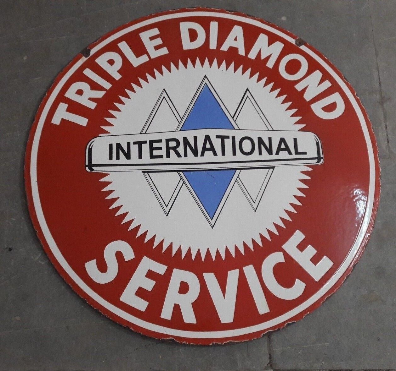 PORCELIAN TRIPLE DIAMOND ENAMEL SIGN SIZE 30X30 INCHES DOUBLE SIDED