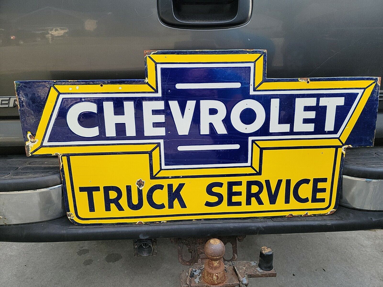 Vintage Chevrolet Truck Service Double Sided Porcelain Sign 1950\'s