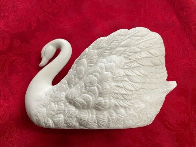 Ceramic Swan Planter, Centerpiece, Vase - White, 4 1/2 Tall