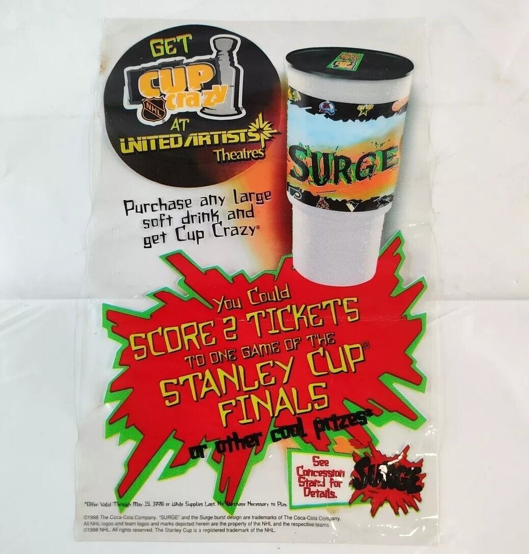 Super Rare Surge 1998 United Artists Soda Stanley Cup Window Cling Retro Coke