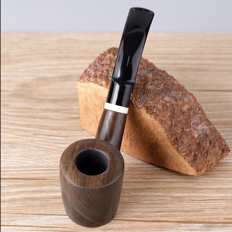 1pcs New Ebony Wood Pipe Vintage Smoking Pipes Tobacco Pipe Handmade 9mm Filter