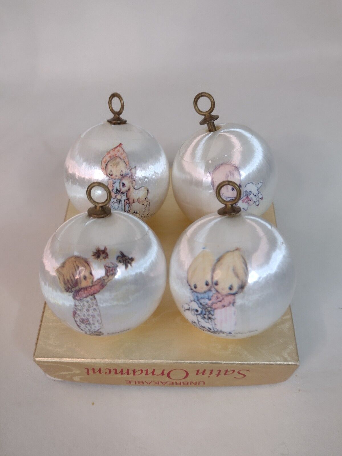 Vintage Betsy Clark Hallmark Keepsake 1975 Satin Christmas Ornaments Set W/Box