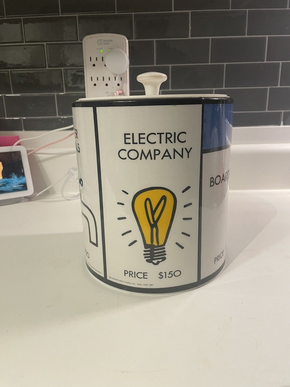 Vintage Monopoly Ice Bucket With Lid
