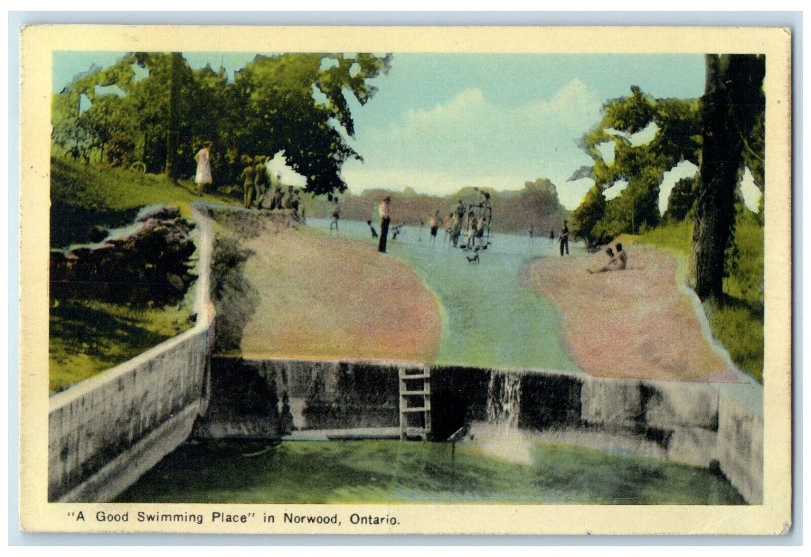 c1930's A Good Swimming Place In Norwood Ontario Canada Posted Vintage Postcard