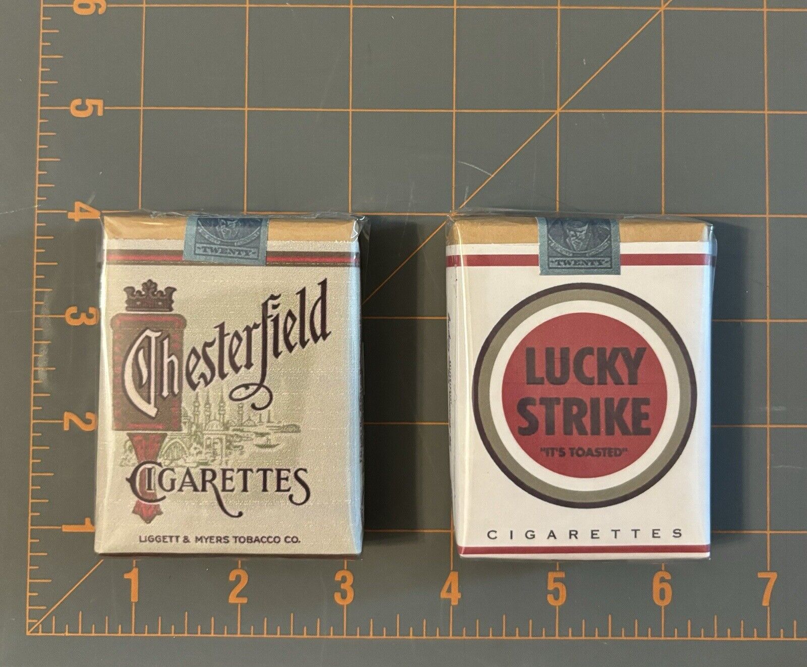 WWII WW2 1940s US Lucky Strike & Chesterfield Boxes USGI Vtg Stamp Reproduction