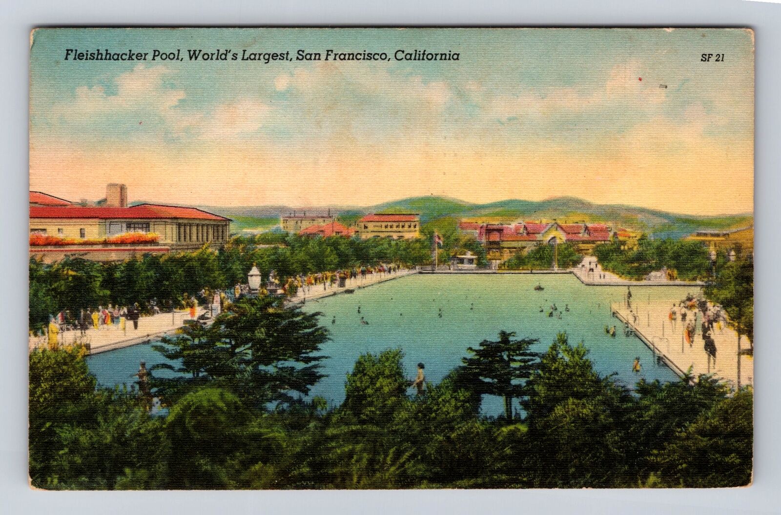 San Francisco CA- California, Fleishhacker Pool, Antique, Vintage c1949 Postcard