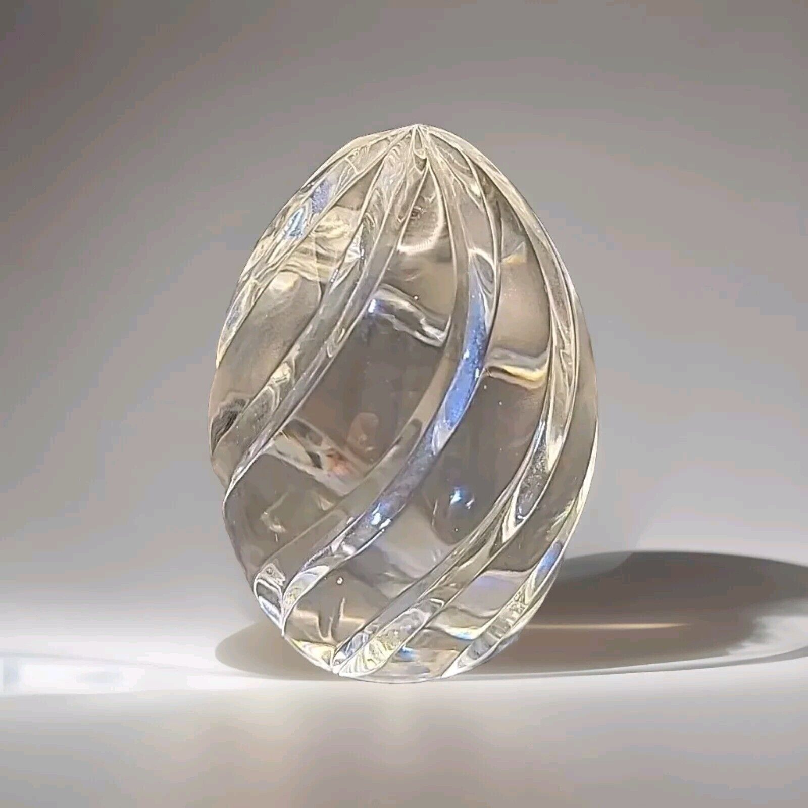 Dansk International Designs Solid Lead Crystal Egg w/ Swirls Paperweight 3.25 in