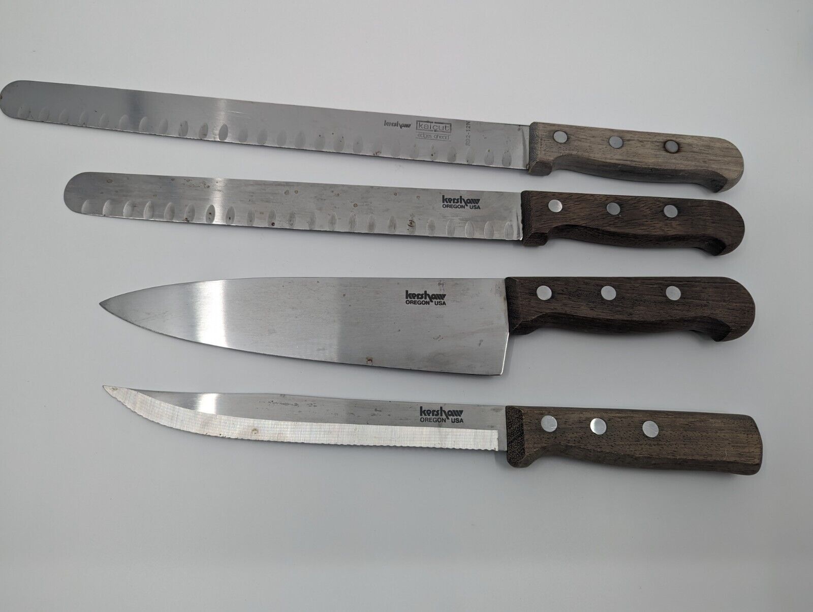 VINTAGE LOT OF 4 Kershaw KITCHEN KNIFE KNIVES Kai Cut Oregon USA Made 