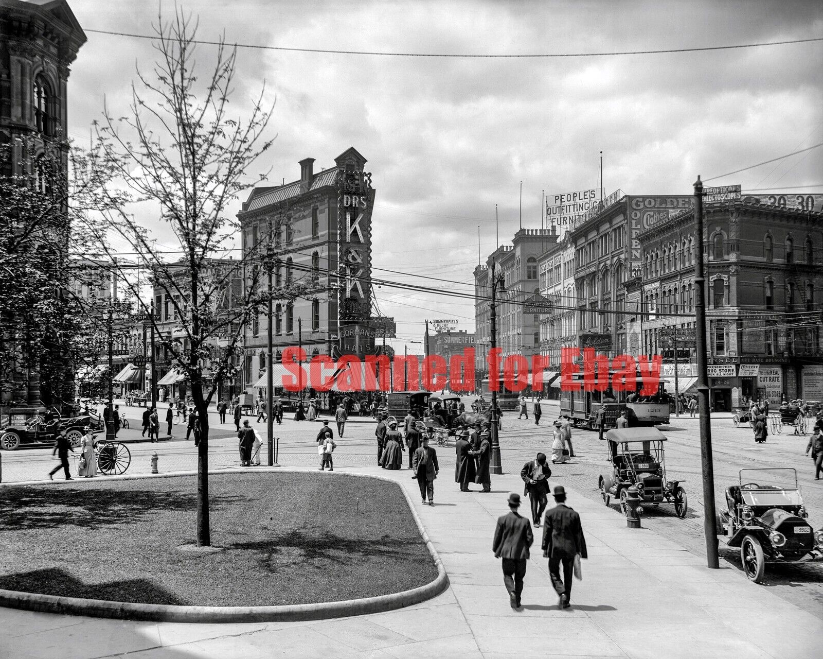 Circa 1910 Detroit Michigan Ave At Griswold St 8x10 Photo 