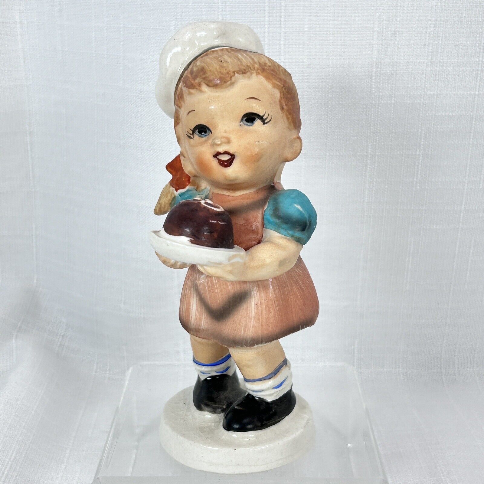 HTF Vintage 1950\'s JAPAN UCAGCO 1950s Little Girl Ceramic Figurine w/Cake