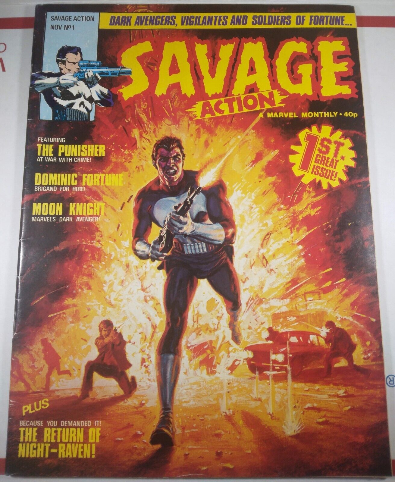 💀💥 SAVAGE ACTION #1 UK 1980 THE PUNISHER MARVEL PREVIEW 2 MOON KNIGHT HULK 15