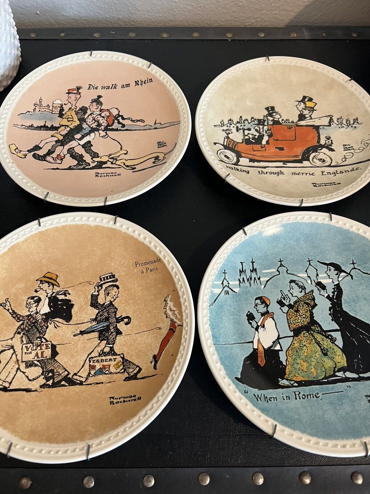 NORMAN ROCKWELL COLLECTORS PLATES 1920s_ROCKWELL TOUR_Set of Four (4)