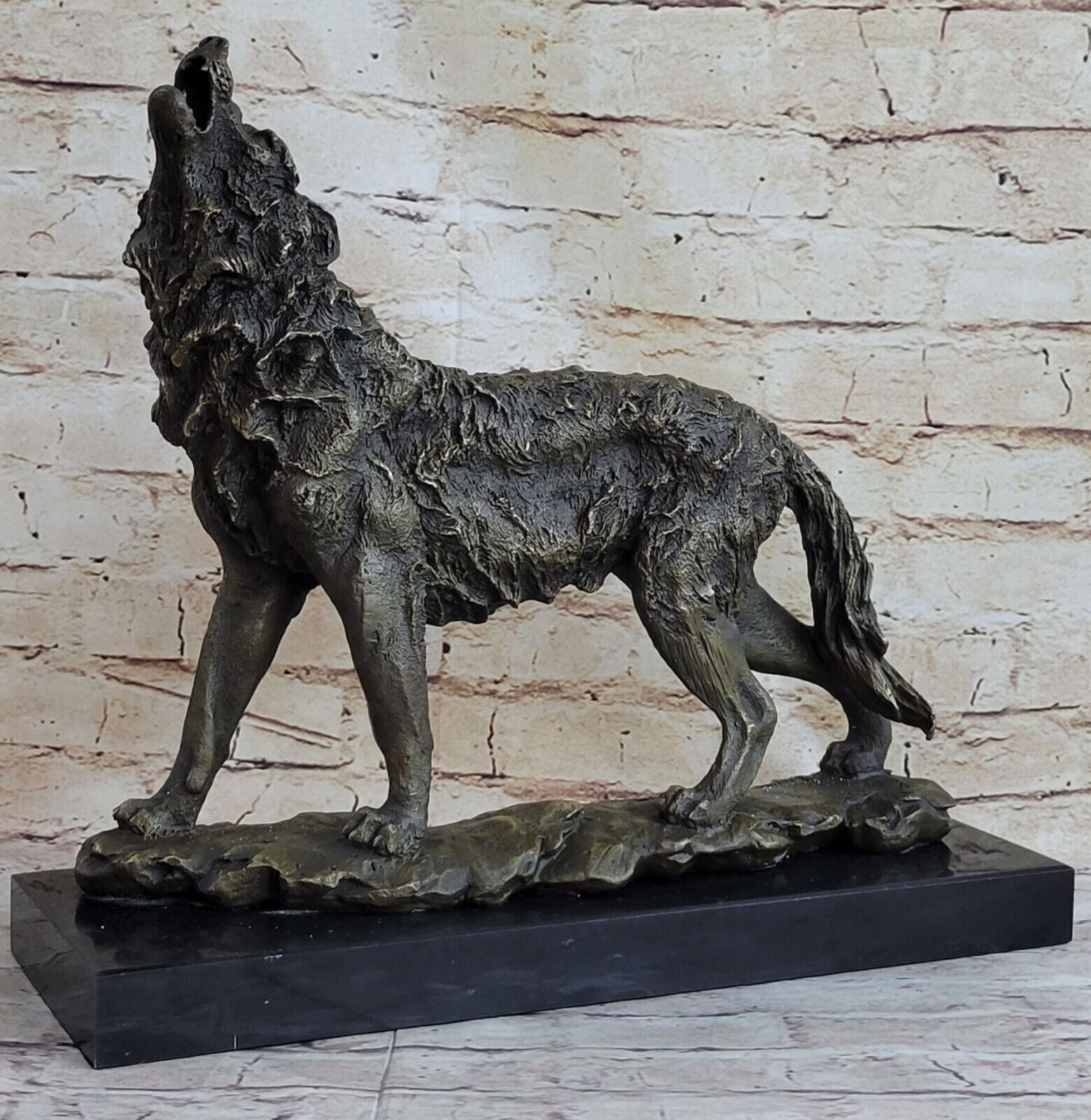 Extra Large Wild Animal Life Wolf Dog Bronze Sculpture Hot Cast Marble Figurine
