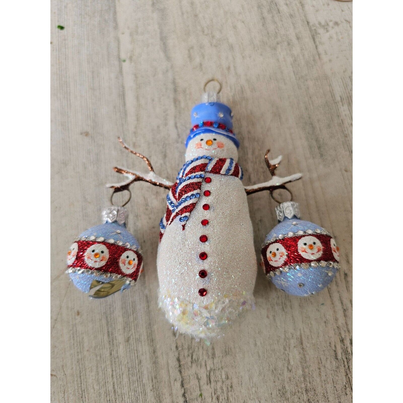 Patricia breen frosty snowman AS IS ornament festive glitter Xmas free