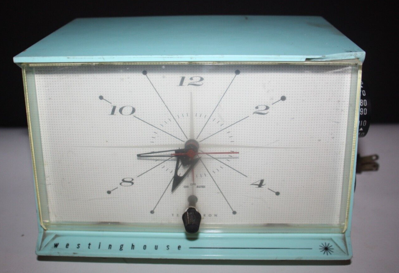 1950s Westinghouse Clock Tube Radio MCM H679T4 Clock Works Radio Doesn't