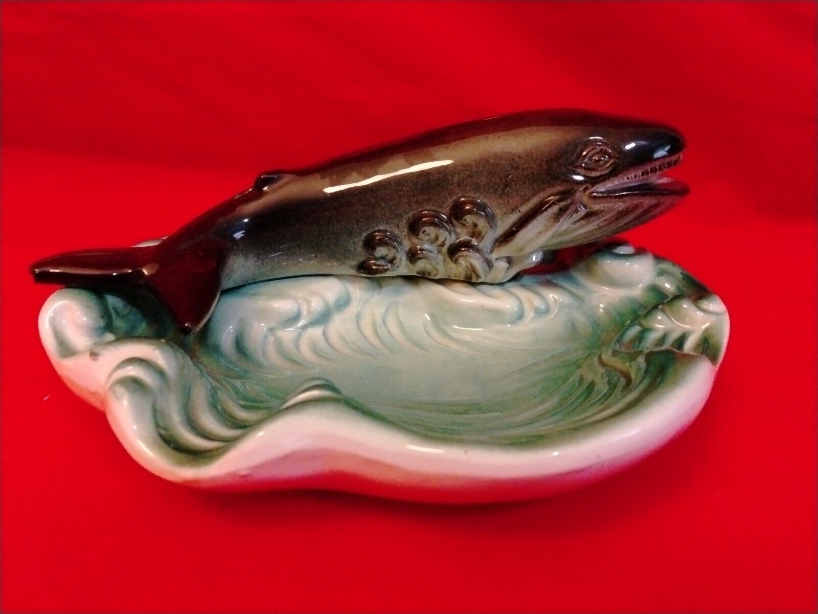 Vintage MCM Ceramic Whale Ashtray Japan