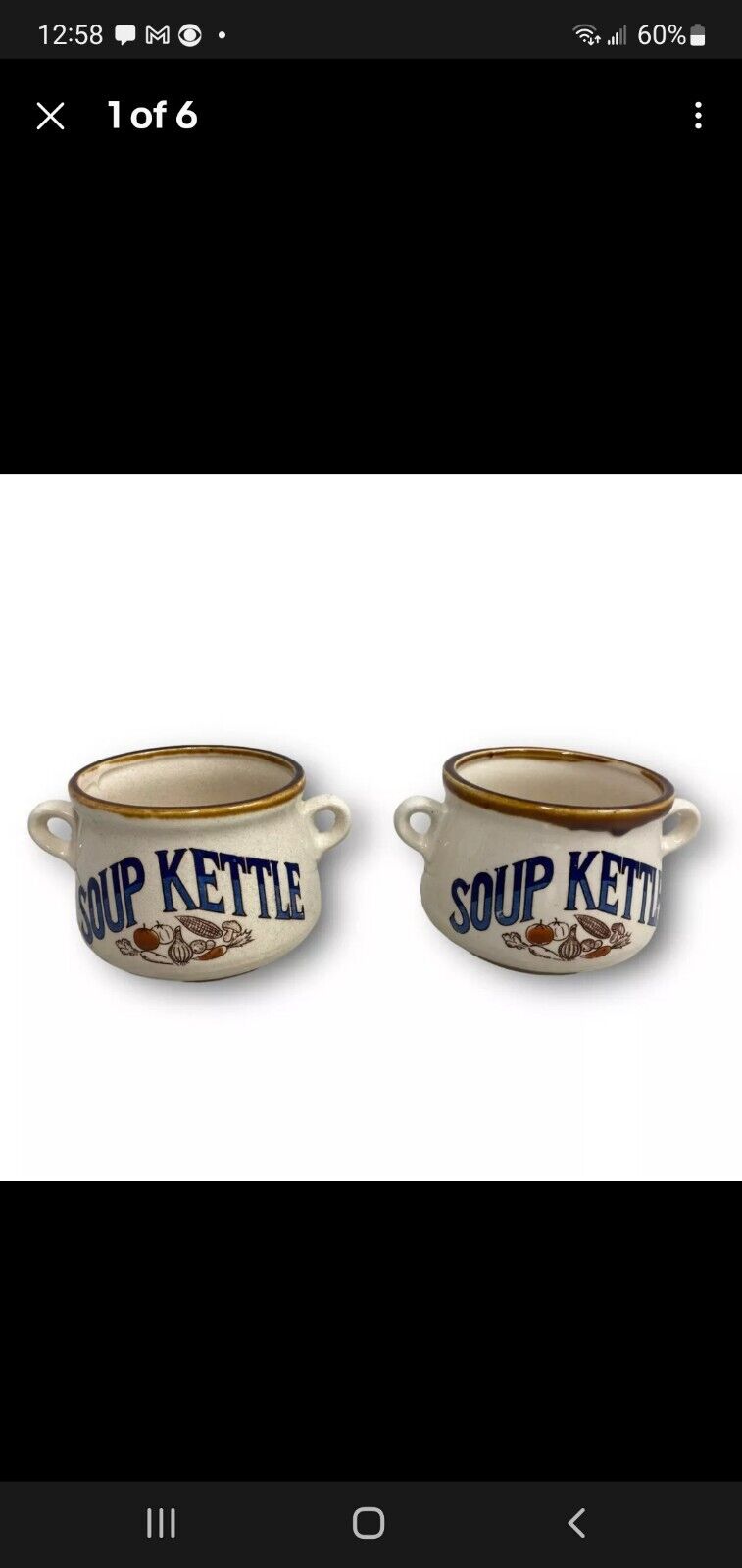 Vintage Soup Kettle Bowl Mug Made In Japan Handles White 2 Pack Stoneware