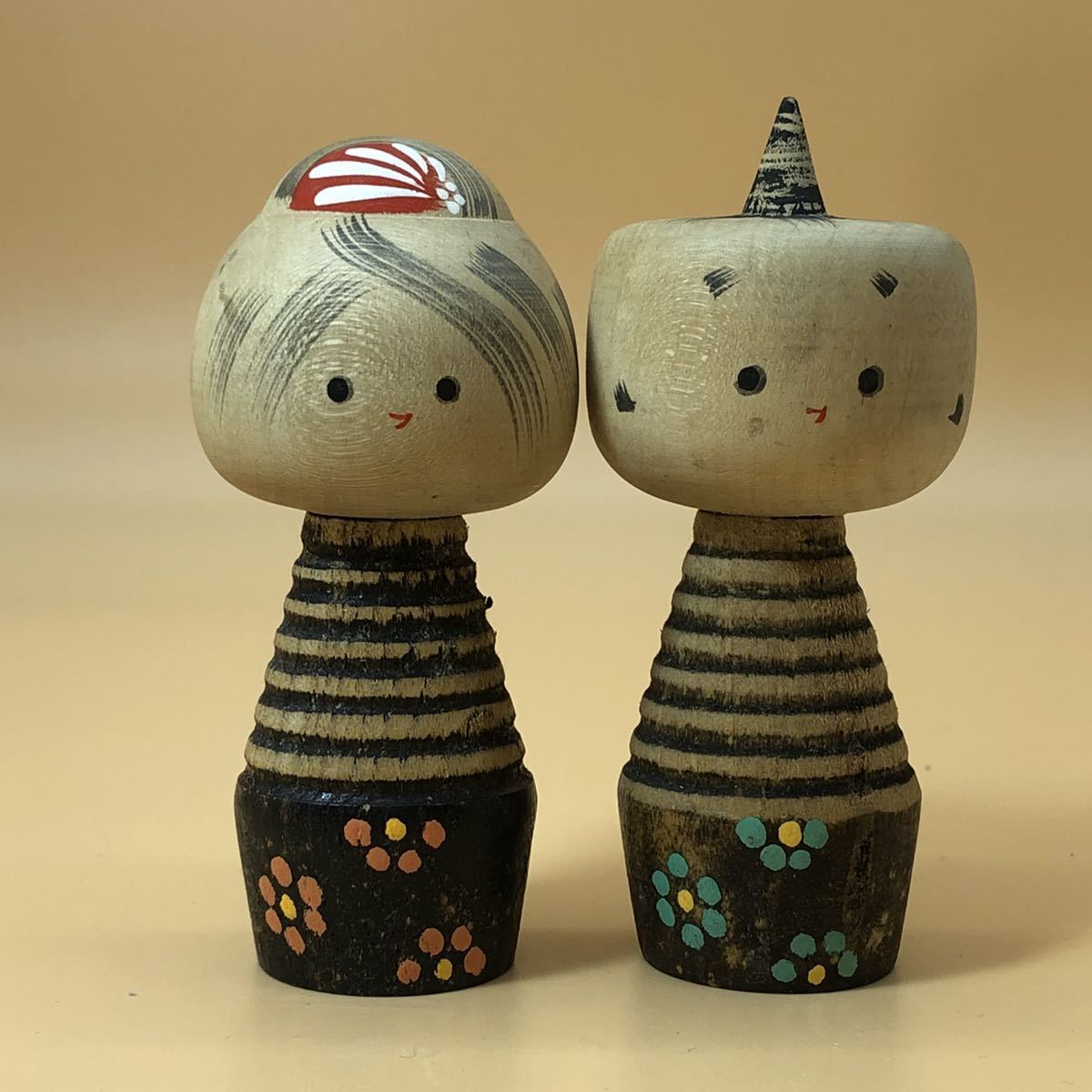 Traditional Japanese Kokeshi Doll Creative Pair Natural Wood Figurine Folk Craft