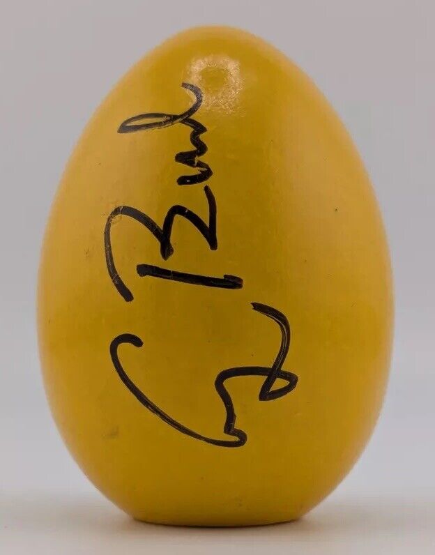 Rare 41st President George HW Bush Hand Signed Wooden Easter Egg 2001 GB Library