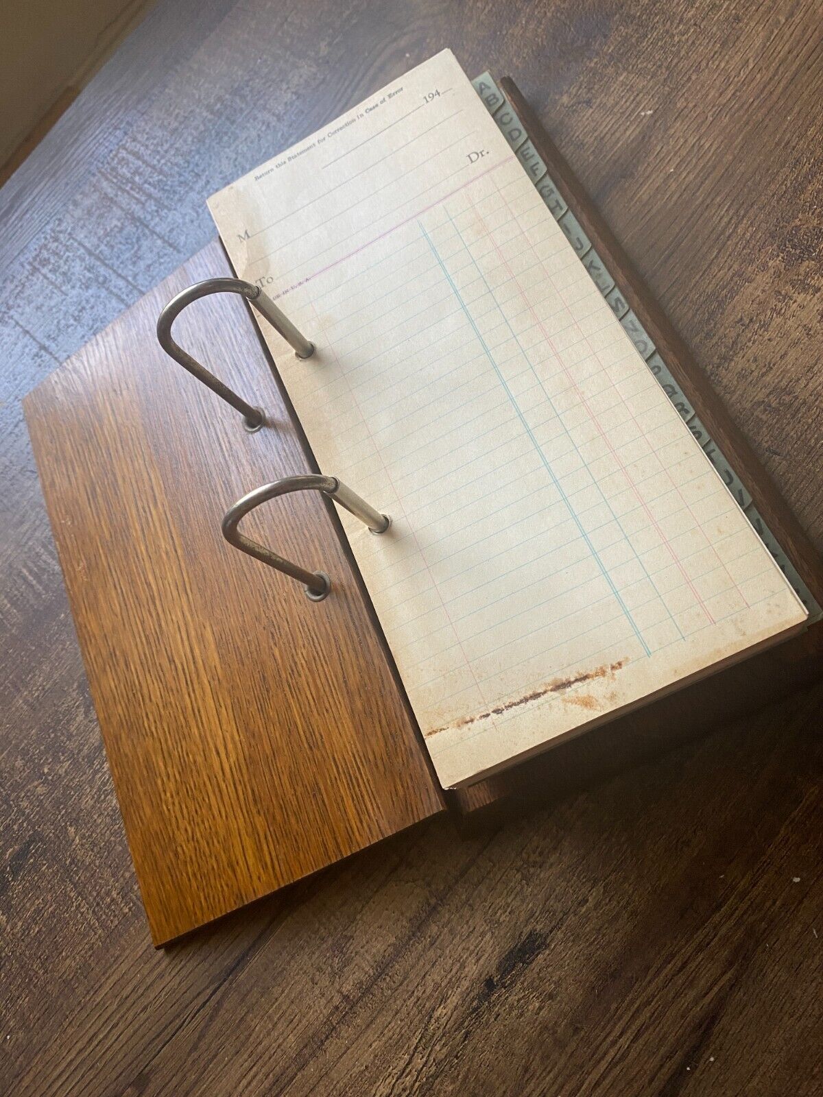 Vintage Weis OAK Wood Desktop LEDGER Index Book Record File Alphabetical Divider