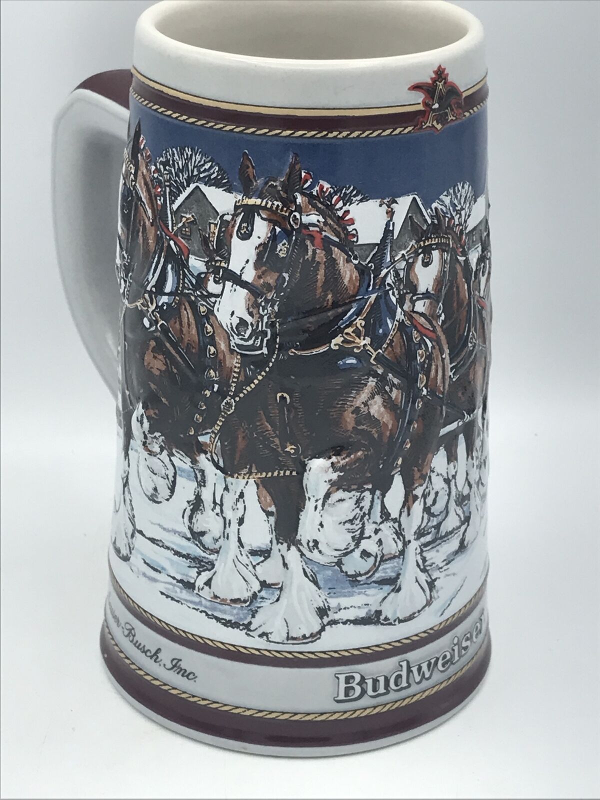 Vintage 1989 Budweiser Beer Stein Mug Ceramic Cup Large Collectible