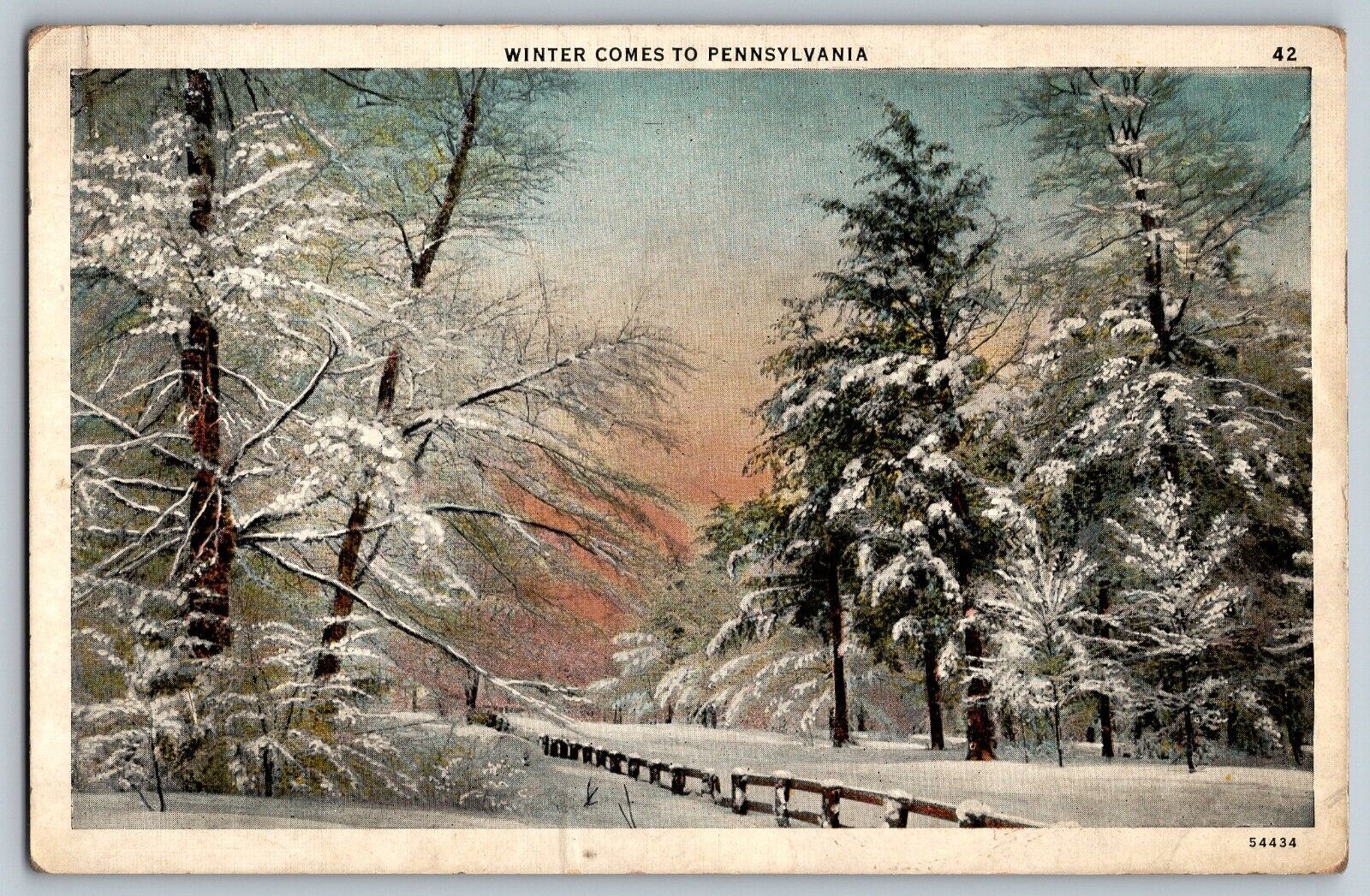 Pennsylvania PA - Scene Winters Come to Pennsylvania - Vintage Postcard