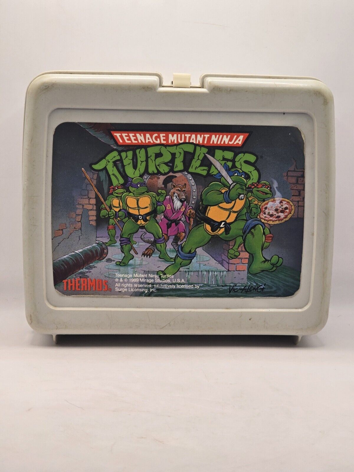 1989 Grey Vintage Teenage Mutant Ninja Turtles Lunch Box (No Thermos Bottle)