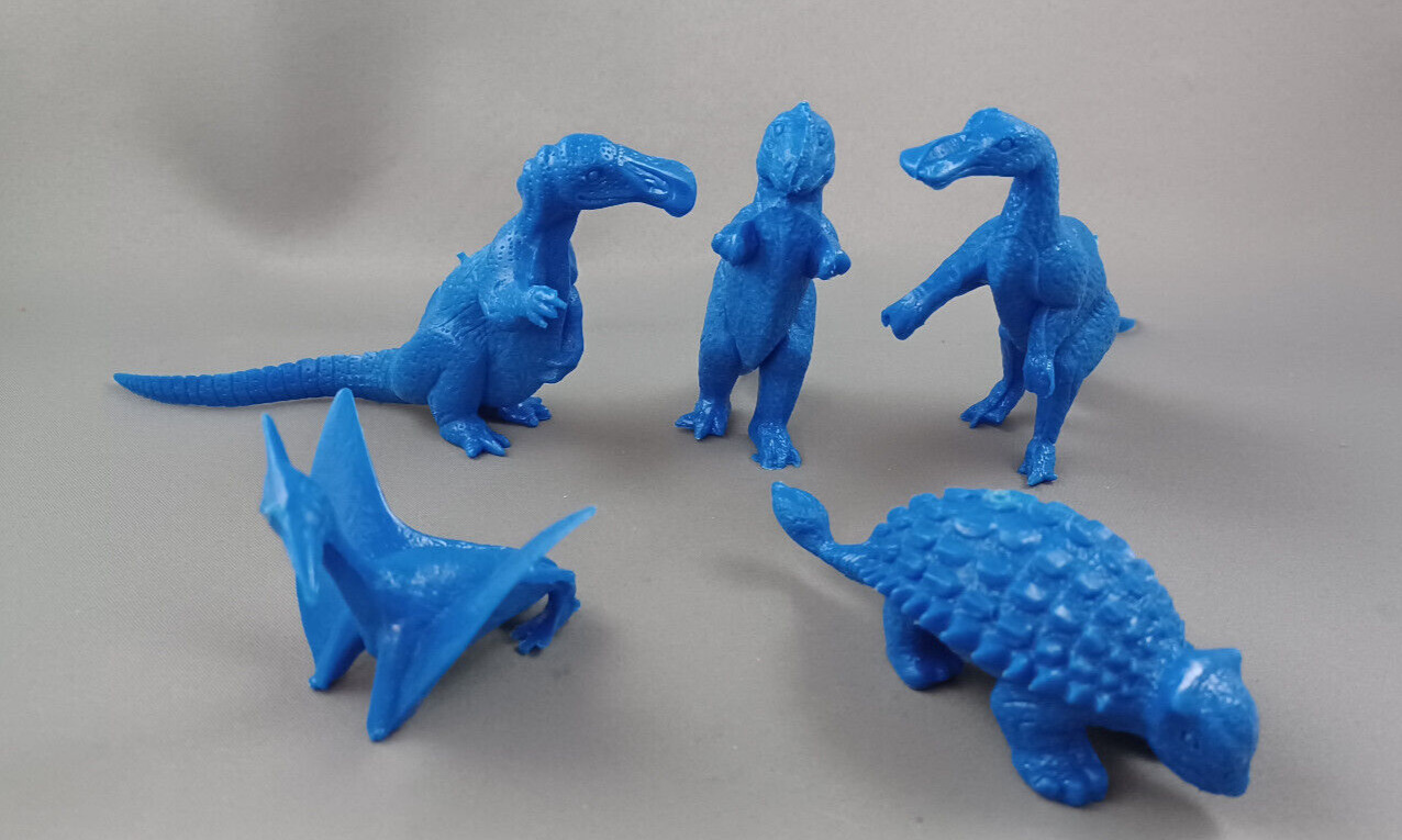 Toy Street Marx Prehistoric Playset Blue Plastic Dinosaur Figures Lot of 5
