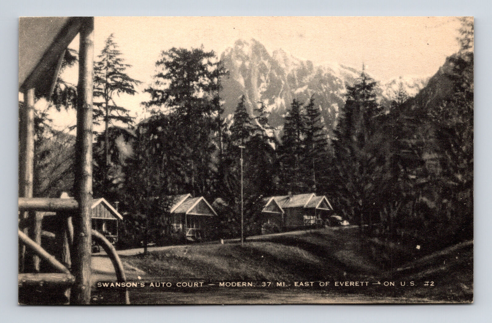 Scenic Swanson's Auto Court Cabin Motel Everett Washington WA East of Postcard