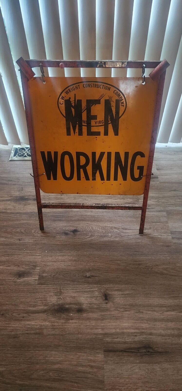 ANTIQUE USA Men Working Sign From 1930’s So Unique And Cool  Rare Original