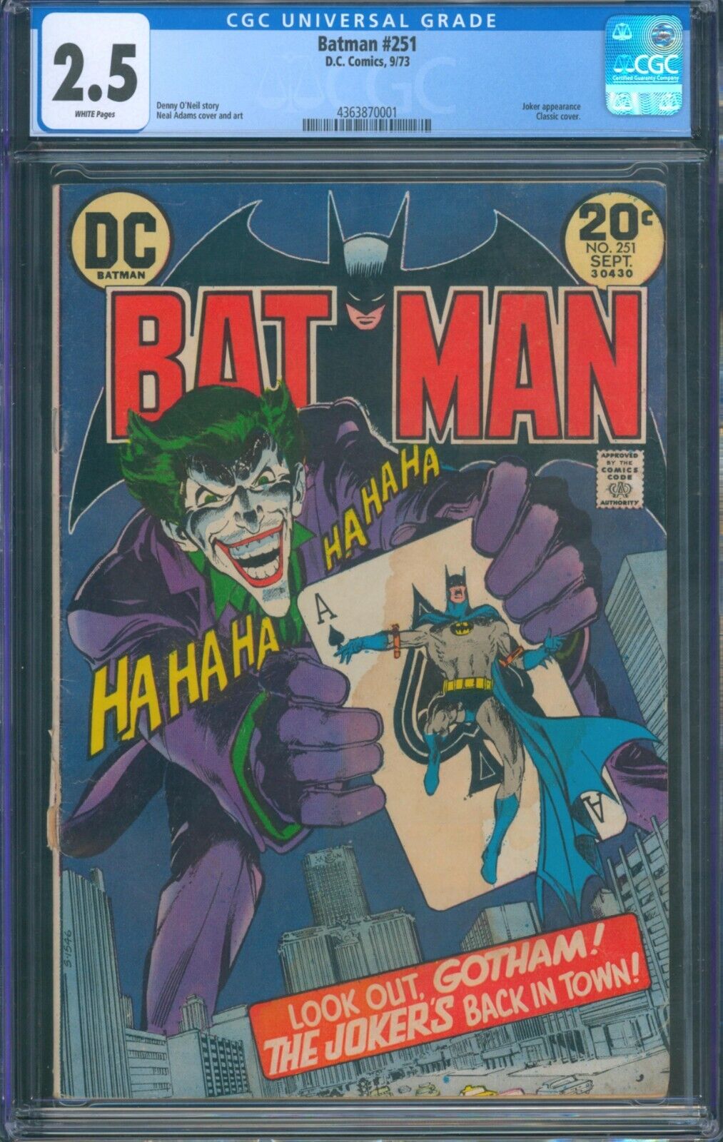 Batman #251 ⭐ CGC 2.5 White Pages ⭐ Classic Neal Adams Joker Cover DC Comic 1973