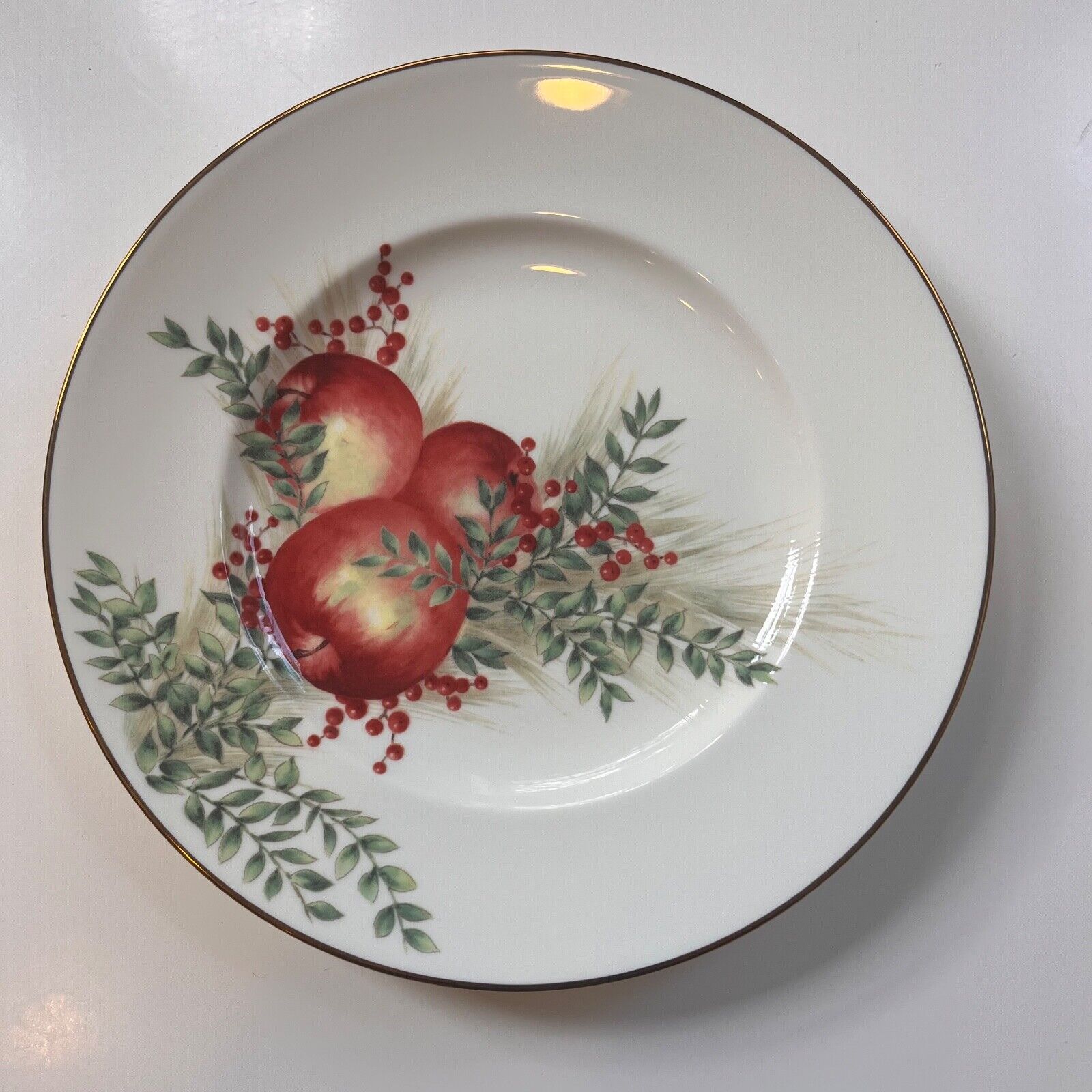 Lenox Williamsburg Boxwood & Pine Luncheon Plate - Apple Pear Orange Pomegranate