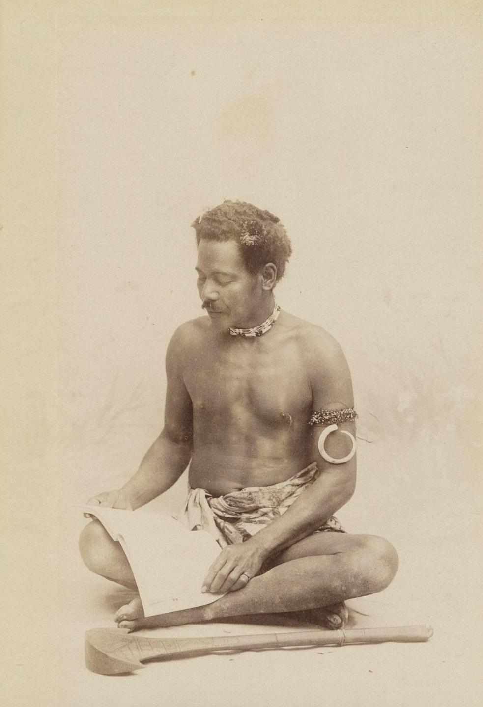 1894 Samoan Native Albumen Photograph by Isaiah West Taber