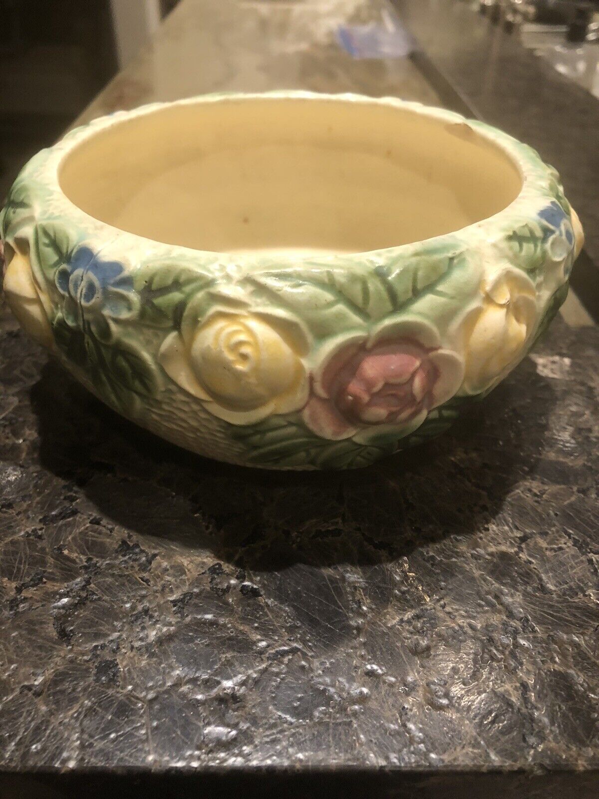 Roseville Pottery Rozane 1917 Floral Ceramic Bowl In Excellent Antique Cond