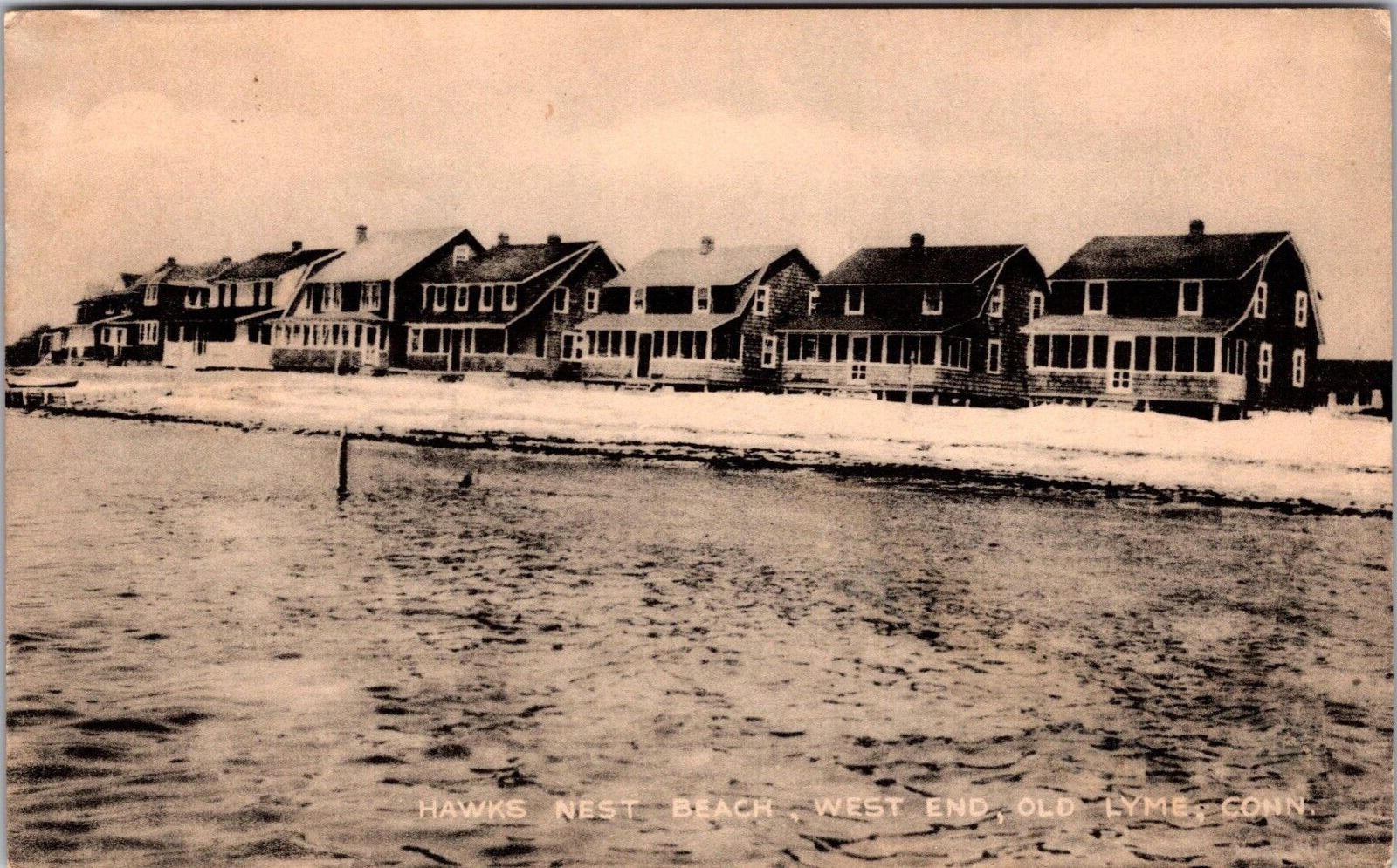 Postcard RPPC  Hawks Nest Beach West End  Old Lyme Conn [dt]