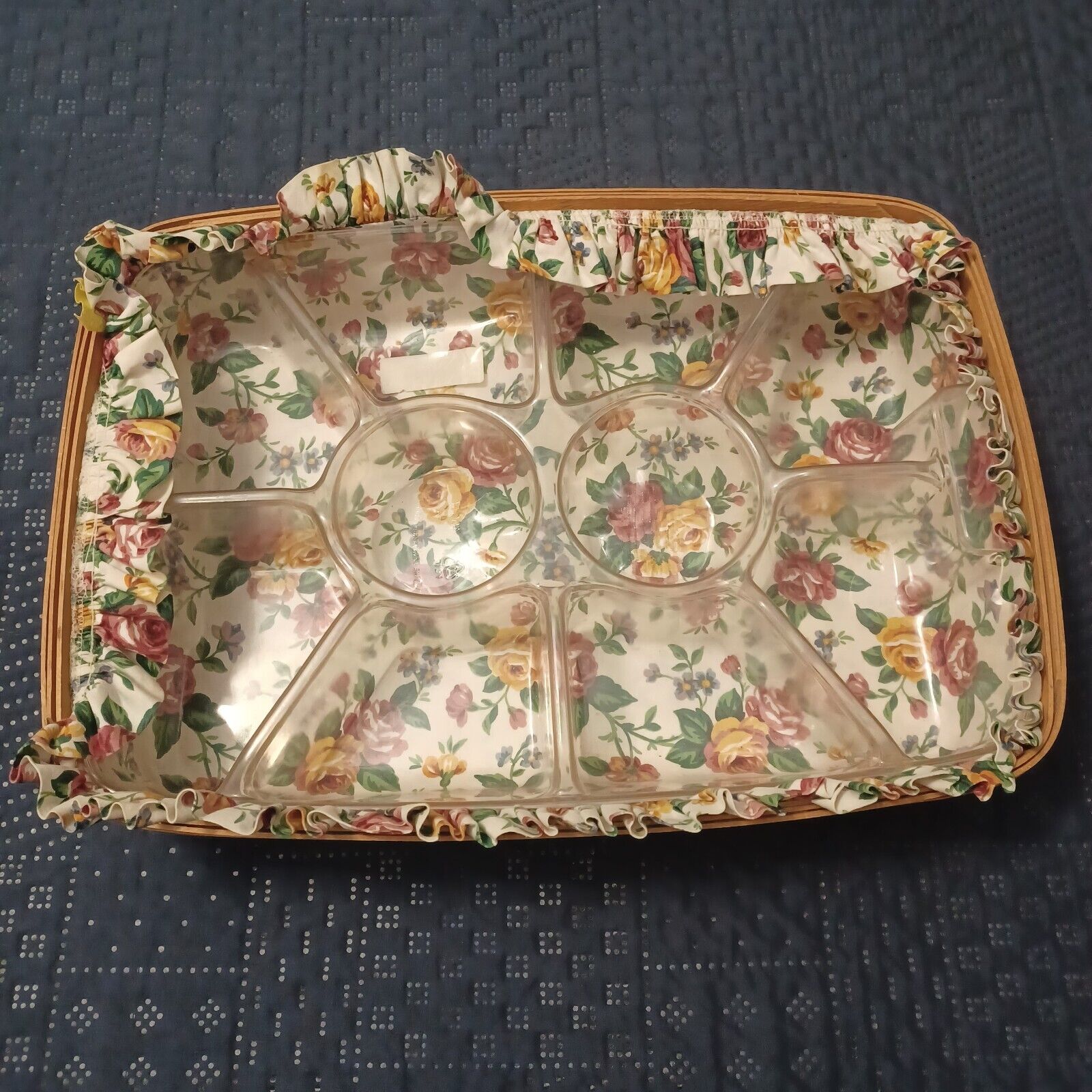 Longaberger 1995 Hand Woven Basket Fabric Liner Plastic Protector 19 x 13 x 4 US